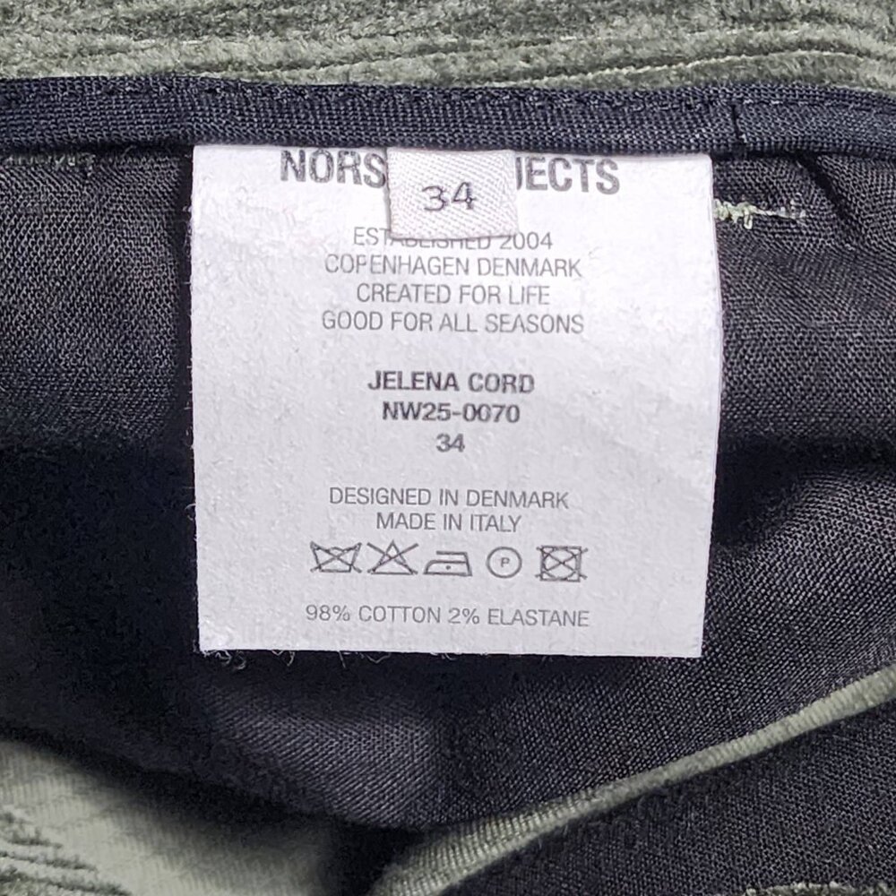 Norse Projects Jelena Cords Ivy Green Women's Size 34 Made in Italy - Picture 8 of 13